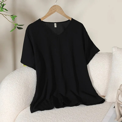 Suvised uued naiste pidžaamatopid Candy ühevärvilised viskoosist V-kaelusega Lihtne lahtine T-särk vabaaja õhuke koduteenindus Magusad magamisriided