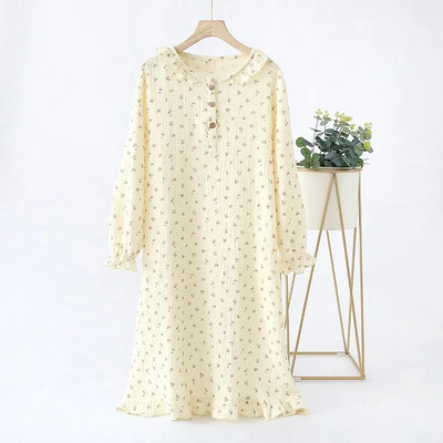 Uus kevadsuvi pikkade varrukatega öösärk naiste pitsiline lilledega trükitud öösärk Jaapani stiilis õhuke hommikumantel pidžaama ööpesu