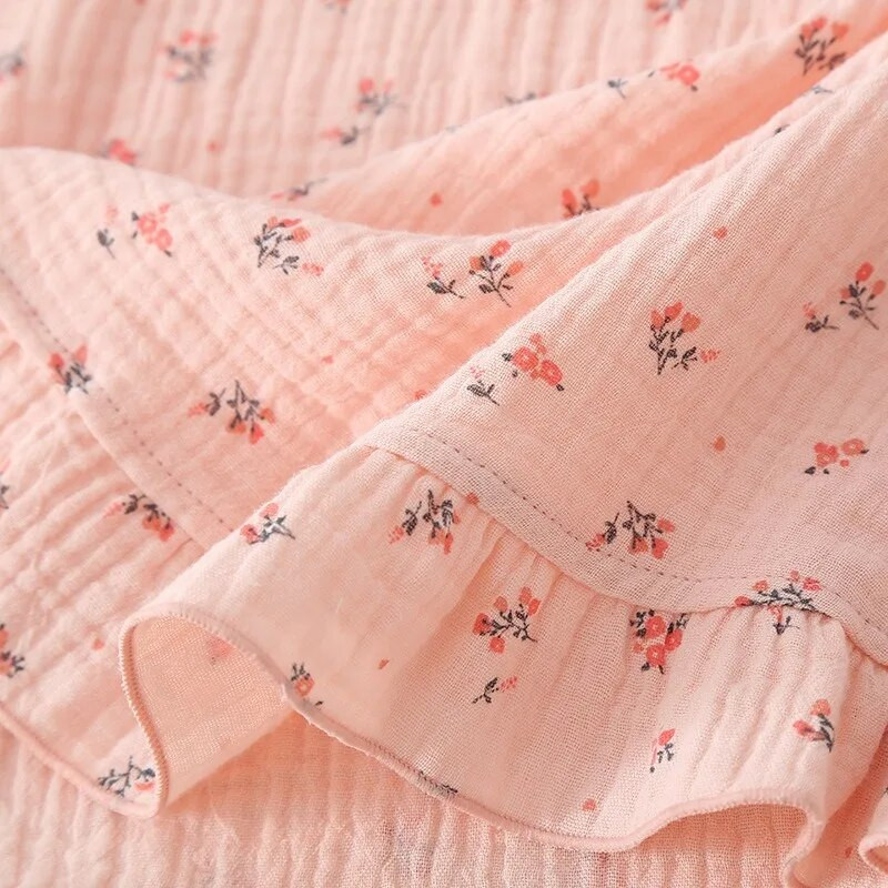 Uus kevadsuvi pikkade varrukatega öösärk naiste pitsiline lilledega trükitud öösärk Jaapani stiilis õhuke hommikumantel pidžaama ööpesu