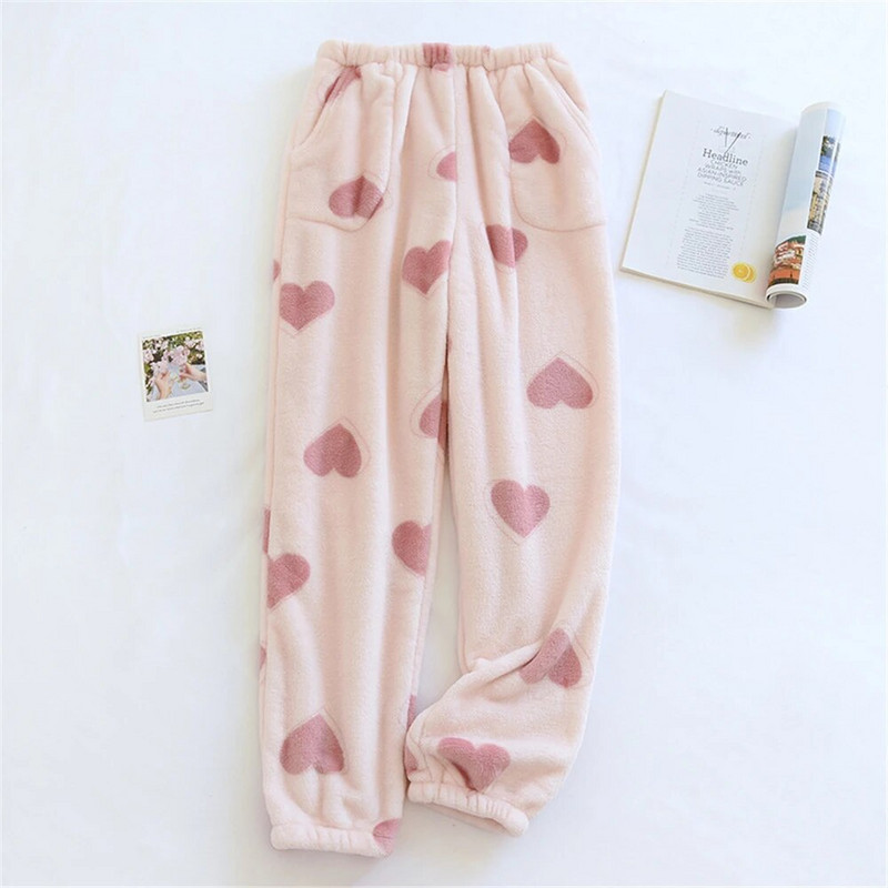 Armsad plüüsist paksud talvised pidžaamapüksid naiste püksid 2023 trükitud flanellist pidžaamapüksid soojad hubased kohevad korallifliisist kodupüksid