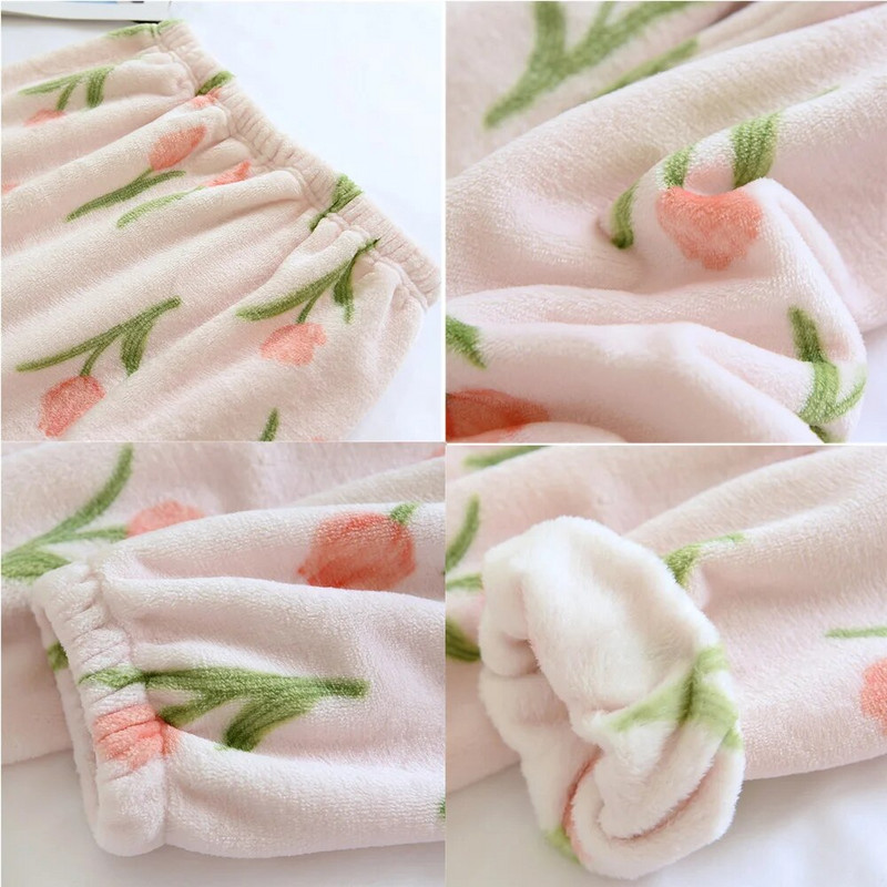 Armsad plüüsist paksud talvised pidžaamapüksid naiste püksid 2023 trükitud flanellist pidžaamapüksid soojad hubased kohevad korallifliisist kodupüksid