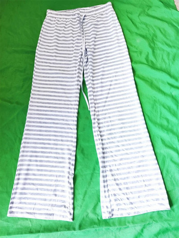Γυναικείο βαμβακερό μακρύ παντελόνι πιτζάμα - Μαλακό και άνετο πυτζάμα με κορδόνι στη μέση, σέξι σχέδιο ρίγες, καλοκαιρινό casual στυλ