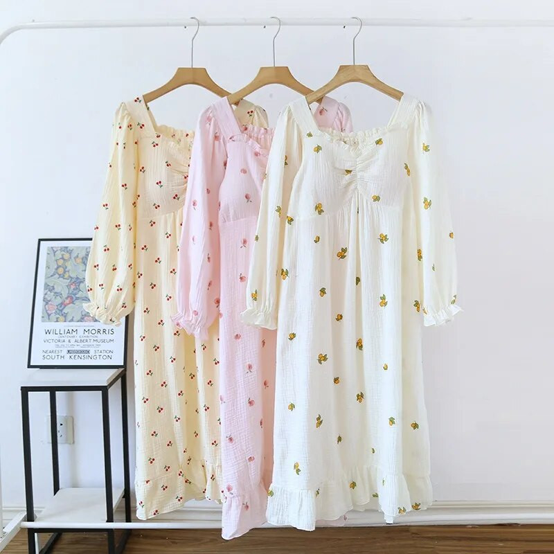 Kevadine korea stiilis avar öösärk, naiste magus V-kaelus, rinnakaitsega öösärk Jaapani õhuke hommikumantel pikkade varrukatega pidžaama