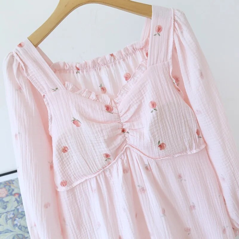 Kevadine korea stiilis avar öösärk, naiste magus V-kaelus, rinnakaitsega öösärk Jaapani õhuke hommikumantel pikkade varrukatega pidžaama