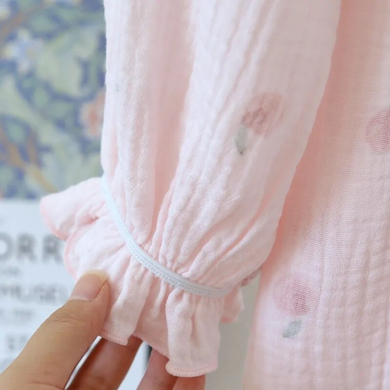 Kevadine korea stiilis avar öösärk, naiste magus V-kaelus, rinnakaitsega öösärk Jaapani õhuke hommikumantel pikkade varrukatega pidžaama