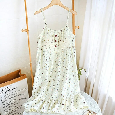 Καλοκαιρινό αμάνικο νυχτικό Γυναικεία φλοράλ εμπριμέ νυχτικό ιαπωνικού κορεατικού στυλ Λεπτό μπουρνούζι Πιτζάμες Νυχτικά Σαλόνια