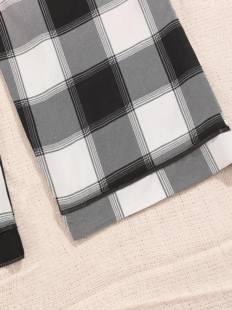 Dugačka karirana pidžama Hlače s elastičnom uzicom u struku Široke spavaćice Hlače poput kućne odjeće za slobodno vrijeme Hlače Salonke