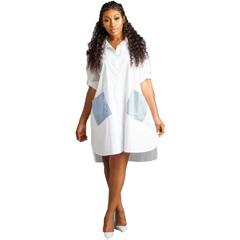 Sügisene pikkade varrukatega särkkleit naistele lahtikäiva kraega nööbiga pluus kleit Tänavarõivad Suured lahtised vabaajakleidid Taskud