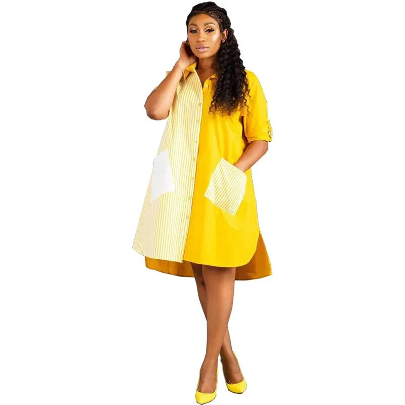 Sügisene pikkade varrukatega särkkleit naistele lahtikäiva kraega nööbiga pluus kleit Tänavarõivad Suured lahtised vabaajakleidid Taskud