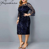 Elegantne Sequin Plus Suurus 4XL 5XL Naiste Midi Kleit Seksikas vabaaja õhtukleidid Pulmakleit Luksuslik Robe Rouge Vestidos