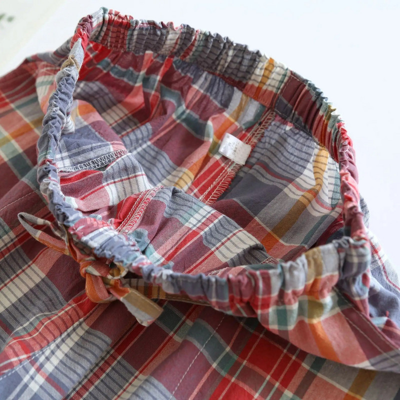 Puuvillased vabaaja ruudulise disainiga naiste pidžaamapüksid Puuvillased õhukesed suured pikad kodupüksid Four Seasons Pantalones Mujer