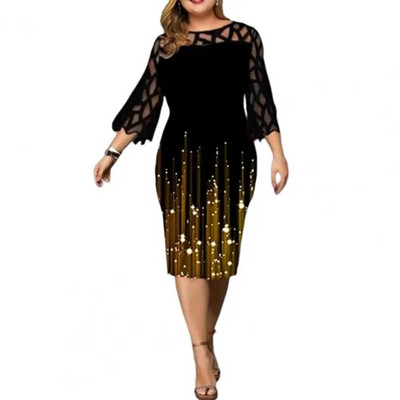 Rochie de toamnă la modă de dimensiuni plus mari Rochie de bal cu fermoar ascuns Rochie de bal cu gât rotund