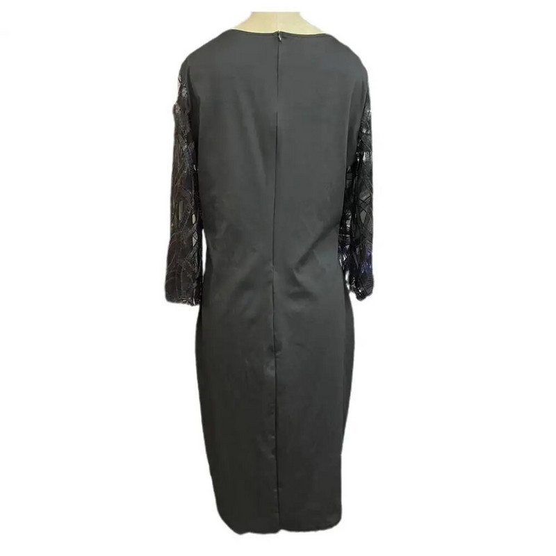 Suures suuruses trendikas sügiskleit Meeldiva kaelusega peidetud tõmblukuga ballikleit Ümarkaelusega ballileit