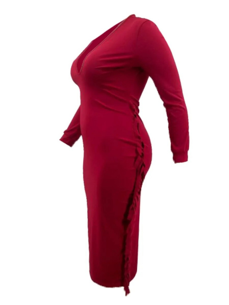 LW SXY suures suuruses naiste tutidisain, U kaelaga, sügisene moodne pikkade tavaliste varrukatega seksikas kehakleit