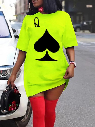 LW Haljine veće veličine Zelena mini haljina s printom O izreza za slobodno vrijeme Elegantne ležerne ženske haljine Ljeto 2023.