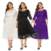Suvine elegantne suur suurus 5XL 6XL poolvarrukatega vabaaja naiste midikleit Pits kevadine naiste plusssuurused pulmapeo õhtukleidid