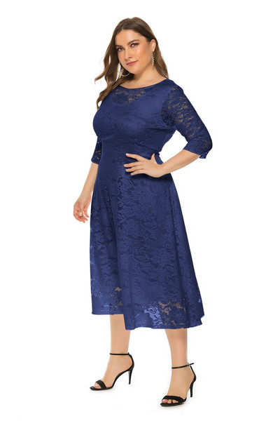 Suvine elegantne suur suurus 5XL 6XL poolvarrukatega vabaaja naiste midikleit Pits kevadine naiste plusssuurused pulmapeo õhtukleidid