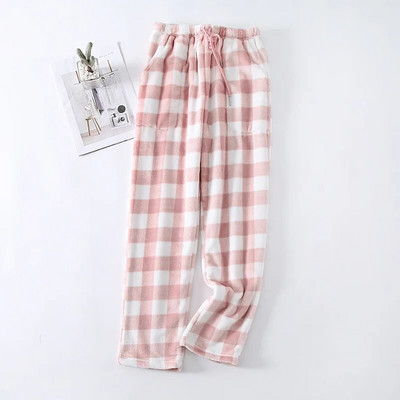 Fdfklak Fashion ruuduline flanellist magamispüksid vabaaja korallifliisist soojad magamisriided koduseks kandmiseks pidžaamapüksid naiste püksid