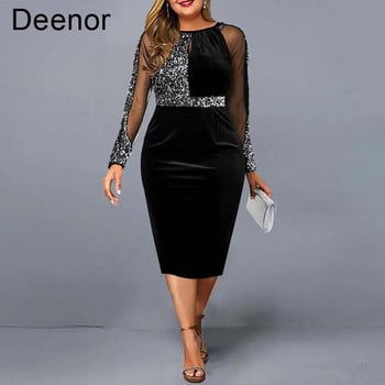 Deenor Plus Size Φορέματα για Γυναικεία Φορέματα με λαιμόκοψη O-λαιμόκοψη Μεγάλο μέγεθος Casual Κομψά μεσαίου μήκους φορέματα πάρτι για γυναίκες