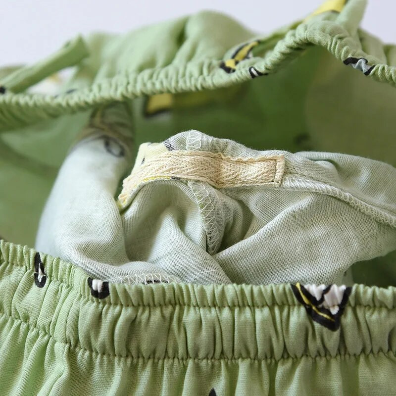 Kevadised uued naiste 100% marli puuvill, aluspõhja lill, naiste trükitud suures suuruses lahtised püksid värske stiiliga naiste kodurõivaste püksid