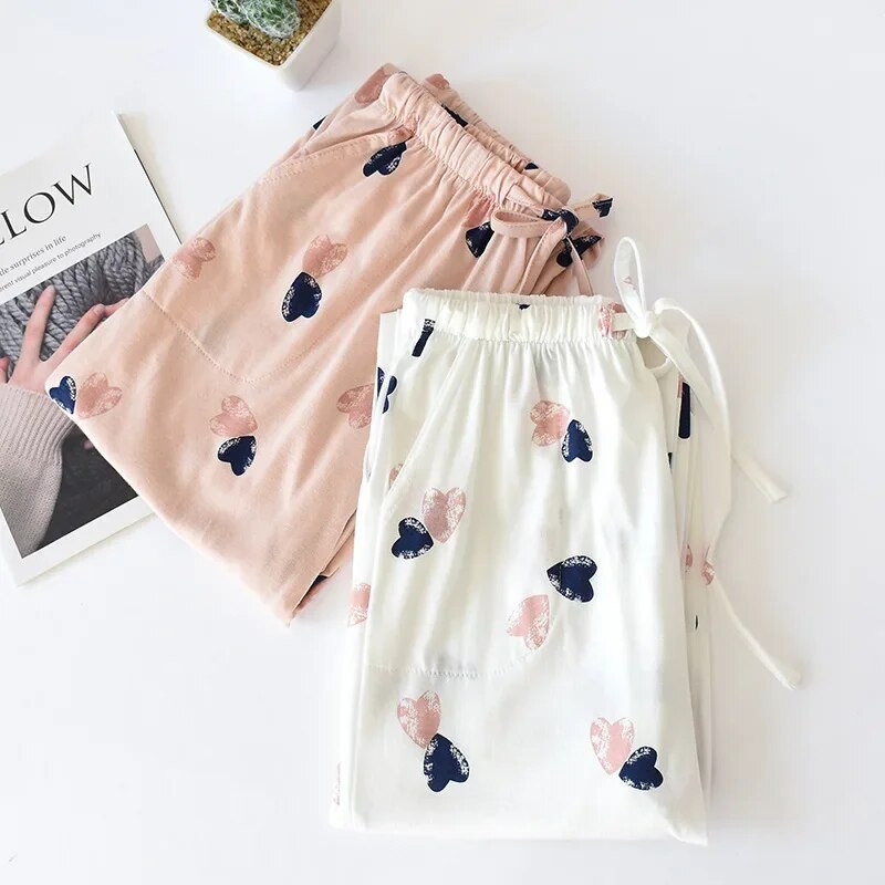 Jaapani pidžaamapüksid naiste puuvillased kevad- ja sügispüksid puuvillased kootud puuvillased kodupüksid lahtised suured püksid