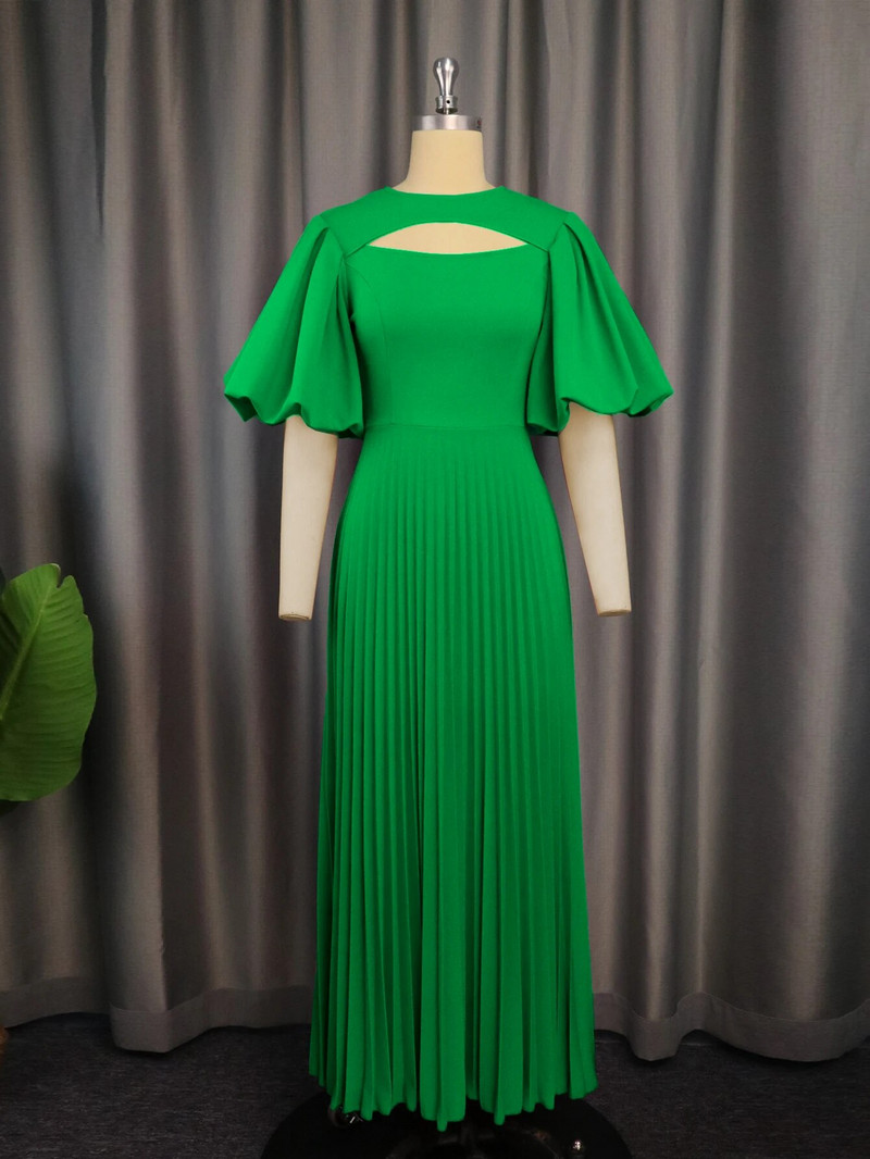 Plisseeritud kleidid Naiste 2023. aasta fuksialaternate varrukatega rind, väljalõigatud kõrge vöökoht, pikk Vestido, suvine elegantne kuupäevaga peokleit