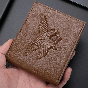 Нов мъжки къс портфейл, 3D релефен модел на орел, ежедневен портфейл за монети за кредитна карта