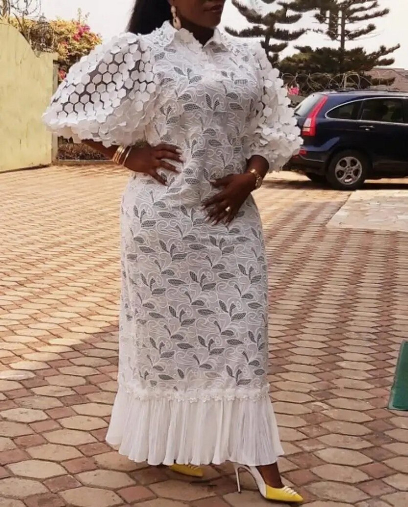 Elegantne afričke haljine velikih veličina za žene 2023, nova seksi dashiki čipkana vjenčanica, muslimanska kaftan maksi afrička haljina M-4XL