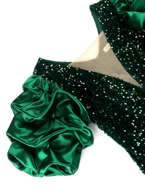 AOMEI Moteriškos Blizgančios Blizgančios Suknelės Aksominės Kalėdinės Bodycon Sexy Deep V Neck Puff Sleeve Vintažinis aptemptas Midi Sparkly Cocktail Club