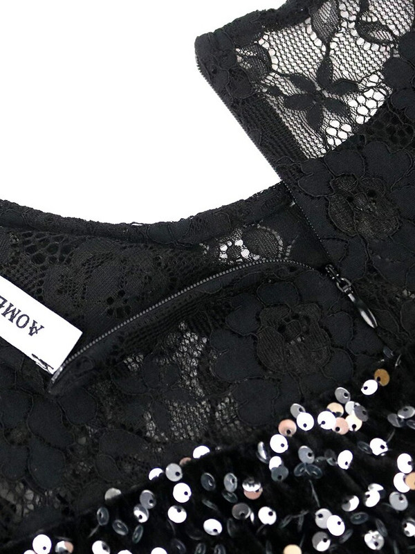 AOMEI crna baršunasta haljina, ženske svjetlucave vintage hladne haljine s ramenima, dugih rukava, sjajne maturalne luksuzne bling večernje haljine