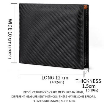 Νέα ανδρική τσάντα κάρτας κοντό πορτοφόλι από Carbon Fiber Ενσωματωμένη θήκη αλλαγής φερμουάρ