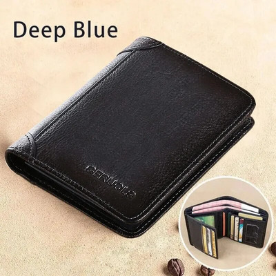 Nahast RFID-kaitsega rahakotid meestele Vintage õhukesed lühikesed mitmefunktsioonilised ID krediitkaardihoidja rahakott