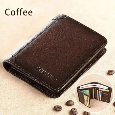 Nahast RFID-kaitsega rahakotid meestele Vintage õhukesed lühikesed mitmefunktsioonilised ID krediitkaardihoidja rahakott