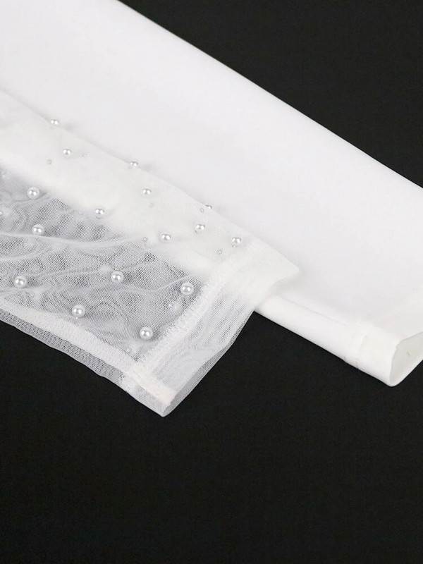 Ženska bijela svečana haljina, seksi dugih rukava, mrežaste patchwork peplum, elegantne večernje afričke božićne haljine do koljena