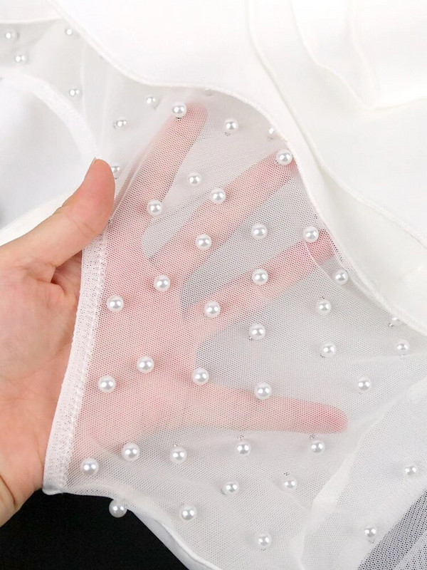 Ženska bijela svečana haljina, seksi dugih rukava, mrežaste patchwork peplum, elegantne večernje afričke božićne haljine do koljena