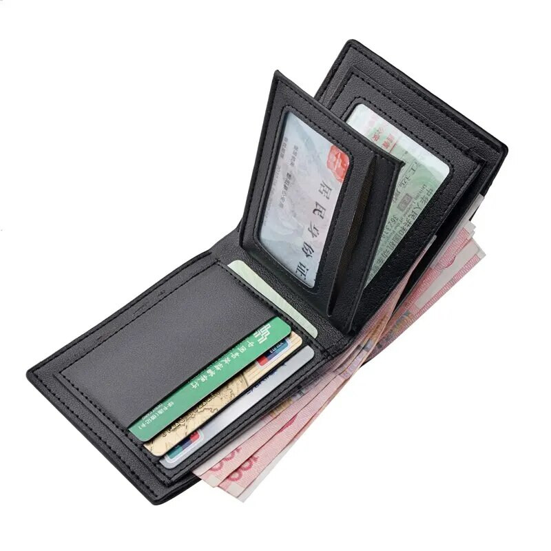 Horizontali piniginė vyriška trumpalaikė verslo daugiafunkcė kreditinių kortelių laikiklis PU odinė vyriška piniginė