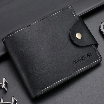 Πορτοφόλι με αγκράφα 2023 New Men Short Purse Vintage Soft PU Δερμάτινο πορτοφόλι θήκης πιστωτικής κάρτας