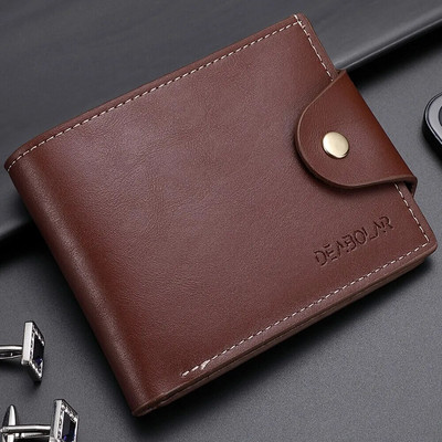 Πορτοφόλι με αγκράφα 2023 New Men Short Purse Vintage Soft PU Δερμάτινο πορτοφόλι θήκης πιστωτικής κάρτας