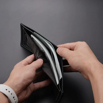 Мъжки къс портфейл от изкуствена кожа, тънък стил, сгъваем портфейл за кредитна карта за млади мъже