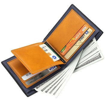 Vintage Money Bag Slim Wallet για Ανδρικό Πορτοφόλι Μονόχρωμο Ανδρικό πορτοφόλι πολλαπλών καρτών υψηλής ποιότητας
