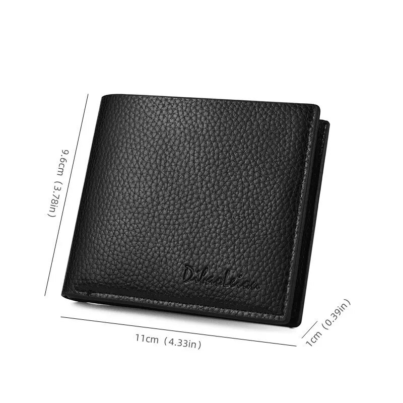 Meeste lühike rahakott litši print inglise vabaaja stiilis tõmblukuga krediitkaardi rahakott