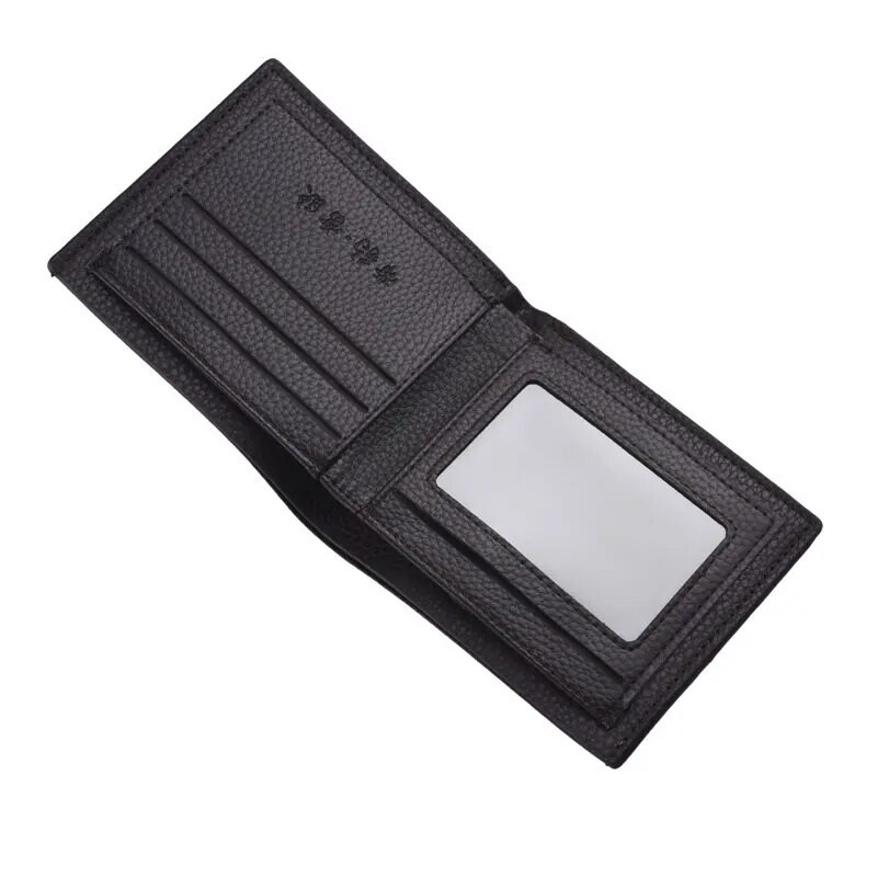 Meeste lühike rahakott litši print inglise vabaaja stiilis tõmblukuga krediitkaardi rahakott