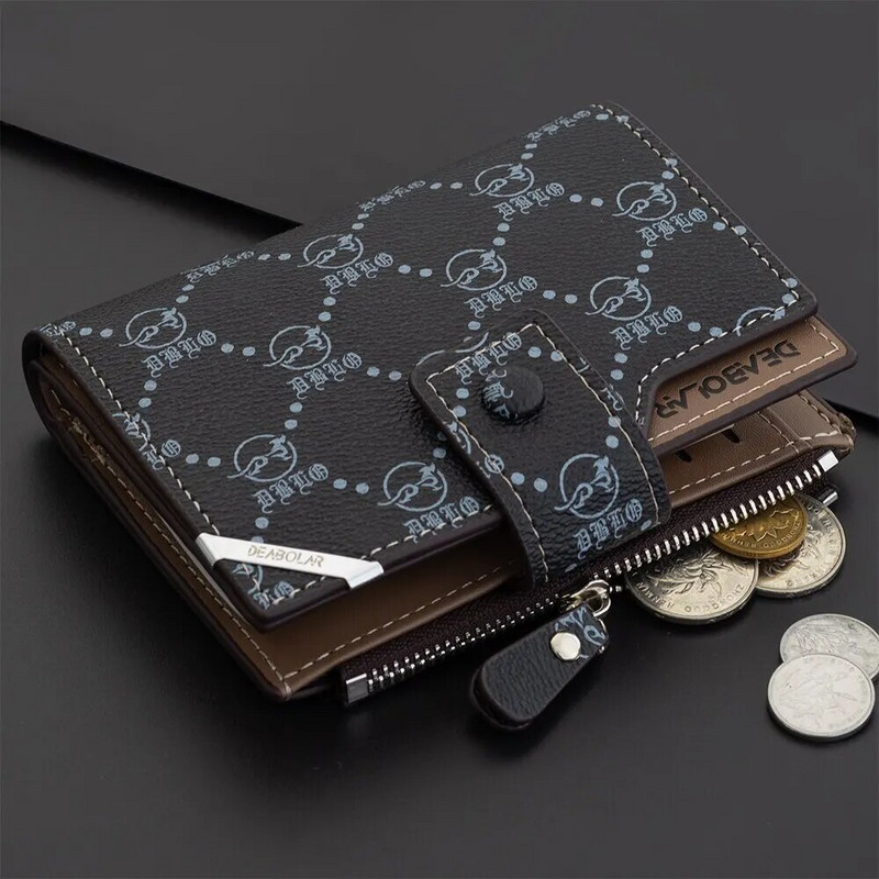 Uus vana lilleline multifunktsionaalne rahakott Meeste lühike vertikaalne lukuga lukuga retro rahakott