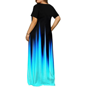 Дамска мода Плюс размер Ежедневна рокля с извити щампи Макси дълга рокля Boho Голям размер 5XL Рокли с пеплум за жени Парти сарафан