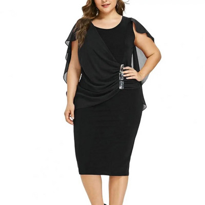 Suures suuruses peokleidid naistele 2022. aasta sügis-talv Emnroidry õhtune midikleit Moodne, varrukatega elegantne kleit 3XL 4XL5XL