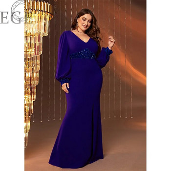 2023 Plus Size 5XL6XL πούλιες γκλίτερ Βραδινό φόρεμα δεξιώσεων πάρτι με μακρυμάνικο ελαστικό κορμάκι Πακέτο Hip Long Dress Plus Size