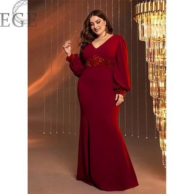 2023 Marime Plus 5XL6XL Rochie de seara cu paiete cu sclipici Petrecere Banchet Maneca lunga Pachet Bodycon elastica Rochie lunga de marime mare