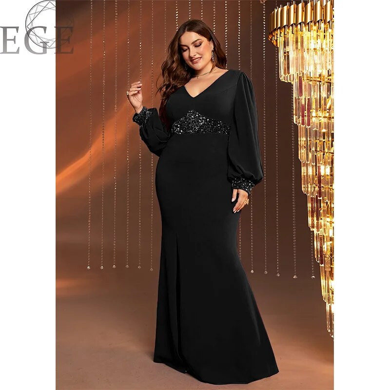 2023 Plus Size 5XL6XL Sequins Sequins Glitter õhtukleit banketipeo pikkade varrukatega elastne Bodycon pakett puusa pikk kleit suures suuruses