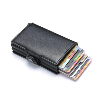Портфейли за притежатели на кредитни карти против кражба Rfid Мъжка кожена алуминиева кутия Метална мъжка чанта за портмоне Малък калъф за картодържател Минималистичен портфейл