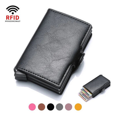 Vargusvastane Rfid krediitkaardihoidja Rahakotid Meeste Nahast Alumiiniumkarp Metallist Isane Rahakott Väike kaardihoidja ümbris Minimalistlik rahakott